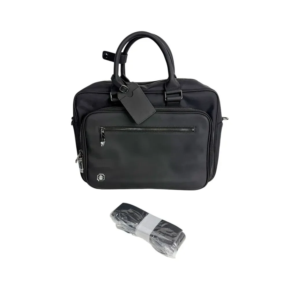 Oak & Rove Alto Briefcase Black Dual Compartment Strap Nylon Leather Trim